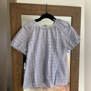 J. Crew eyelet bubble sleeve blouse with peekaboo back - size 6